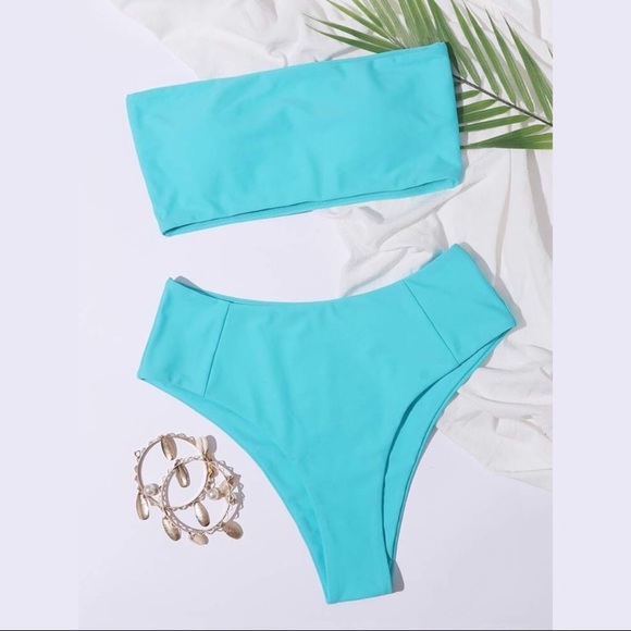 SHEIN Other - SHEIN Teal Bandeau High Waisted Bikini